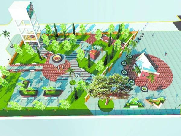 En la imagen la maqueta de la plaza que se construirá en la aldea Monjarás, de Marcovia.