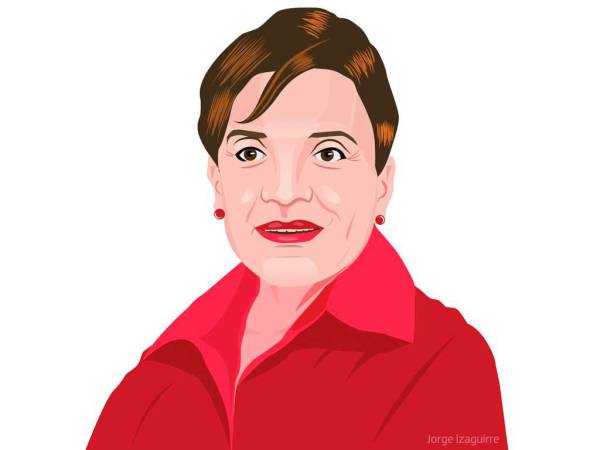 Xiomara Castro, precandidata presidencial de seis movimientos del partido Libre. Ilustración: Jorge Izaguirre.