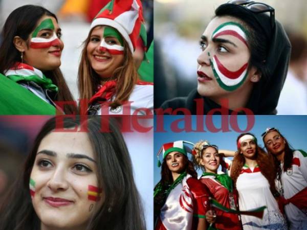 Las aficionadas de España e Irán derrochan belleza en el estadio Kazán Arena.