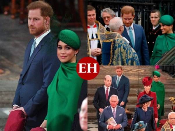 El príncipe Harry y su esposa Meghan llegaron el lunes a la Abadía de Westminster para su última aparición oficial como miembros de la realeza británica, acompañando a la reina Isabel II en un oficio religioso, antes de emprender su nueva vida. Fotos: Agencia AFP.