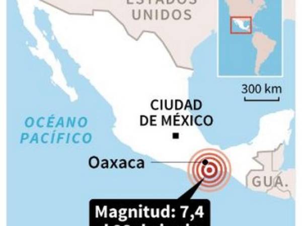 El epicentro se ubicó en la localidad de Crucecita, en el sureño estado de Oaxaca, y el movimiento fue perceptible en varias partes de Ciudad de México. Foto: AFP.