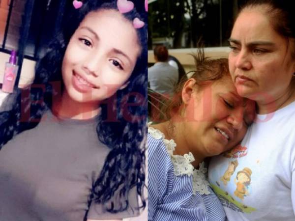 La madre es consolada por una de sus familiares, afuera de Medicina Forense. Describió a su hija como una niña educada.