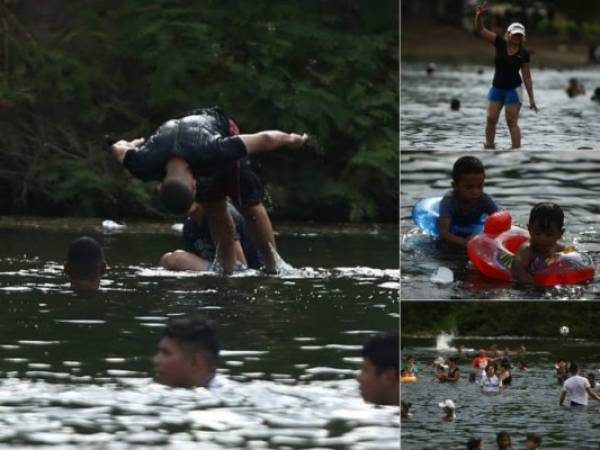 Cientos de personas se dieron cita esta Semana Santa en el sector de La Rambla de Pespire, al sur de Honduras, para disfrutar de un chapuzón en el río. Fotos: Emilio Flores / EL HERALDO.