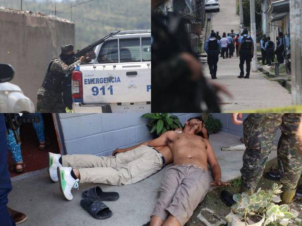 Un pandillero murió y dos más fueron detenidos este viernes durante un enfrentamiento con policías de la UMEP-2 en Ciudad España, al norte de Tegucigalpa, capital de Honduras. Estas son las imágenes captadas tras el operativo.