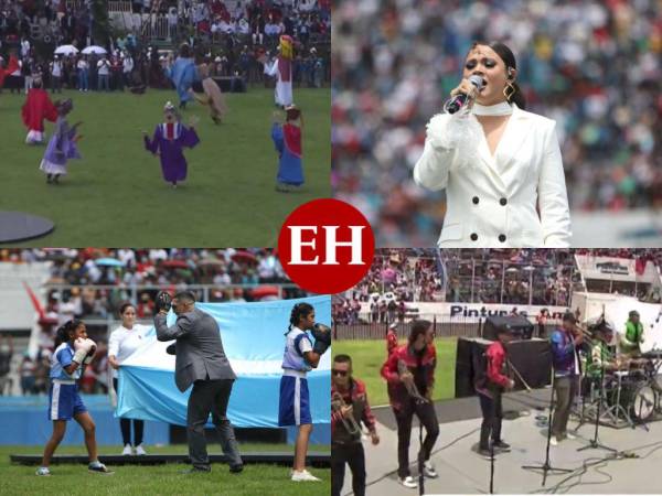 Mojigangas, bandas, Cesia Sáenz y Teófimo López deslumbraron en el show cultural.