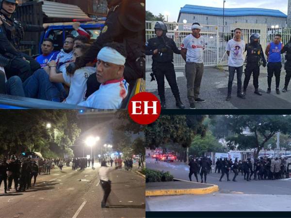 Violentos disturbios entre aficionados del Olimpia y Municipal dejaron al menos seis detenidos, peleas y hasta bombas lacrimógenas afuera del estadio Nacional Doroteo Guamuch Flores de Guatemala. A continuación las imágenes.