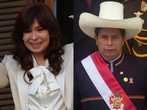 Cristina Fernández, vicepresidenta de Argentina y Pedro Castillo, presidente recién destituido en Perú.