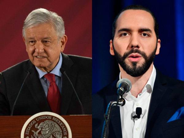 A la izquierda, presidente de México, Andrés Manuel López; a la derecha, Nayib Bukele, presidente de El Salvador.