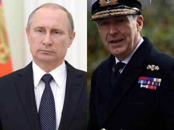 Presidente de Rusia, Vladimir Putin y Tony Radakin, jefe de Estado Mayor de las Fuerzas Armadas británicas.