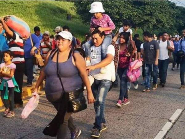 Imagen de archivo de una caravana de migrantes en 2018.