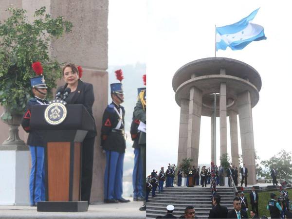 El acto solemne de izar la Bandera Nacional fue realizado en el cerro Juana Laínez y contó con la presencia de la presidenta Xiomara Castro, quien ofreció un discurso en el inicio de las fiestas patrias. Aquí las imágenes