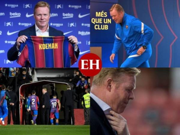 Destituido tras 14 meses al frente del Barcelona, el técnico holandés Ronald Koeman nunca encontró tranquilidad en el seno del club catalán, lastrado por una crisis financiera y deportiva, como muestra su difícil recorrido. Fotos: Agencia AFP.