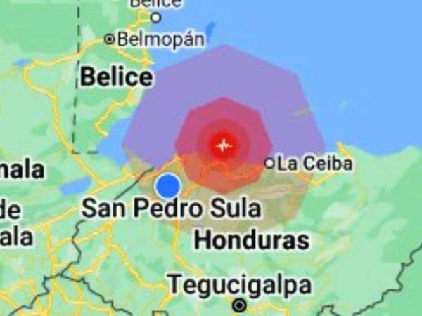 Informes preliminares estiman que el movimiento telúrico alcanzó el oeste de Utila, noroeste de Utila y noroeste de Tela y San Pedro Sula.