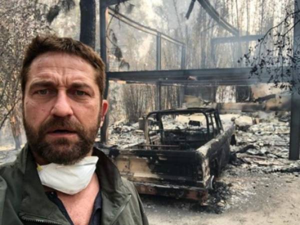 “Regresé a mi casa de Malibú después de evacuar”, escribió el actor Gerard Butler en Instagram junto a esta fotografía que muestra una estructura quemada y un automóvil chamuscado.