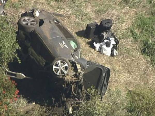 Así quedó el carro de Woods tras el accidente. Foto: Agencia AFP