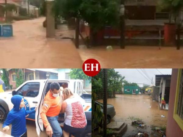 En la ciudad de La Ceiba se registraron las primeras inundaciones desde horas de la tarde. Foto: Copeco.