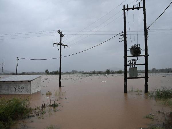 Esta fotografía muestra campos inundados después de fuertes inundaciones en Palamas, cerca de Karditsa, Grecia central, el 6 de septiembre de 2023.