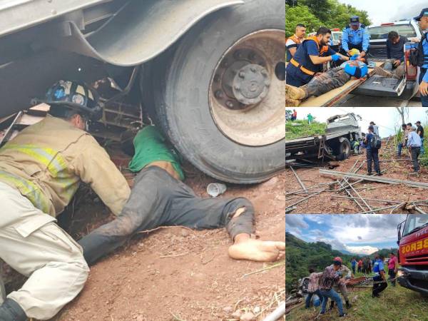 Una persona muerta y al menos seis personas heridas fue el trágico resultado de una aparatosa colisión entre un camión y un pick-up en la conocida curva de Los Hornos en el municipio de Veracruz en el departamento de Copán, al occidente de Honduras. Además se vivieron minutos de completa tensión, pues un joven se encontraba atrapado cerca de la llanta del camión, por lo que tuvo un complicado rescate. Al menos tres personas se encuentran debatiéndose entre la vida y la muerte. A continuación las imágenes.