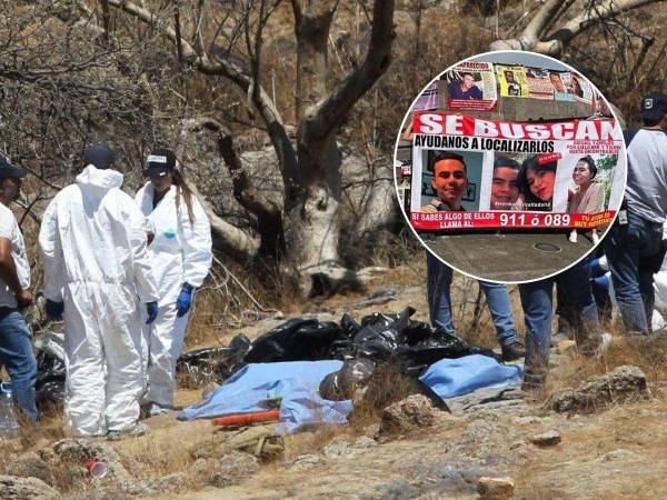 Varias bolsas con restos humanos fueron extraídos del fondo de una quebrada por un helicóptero.