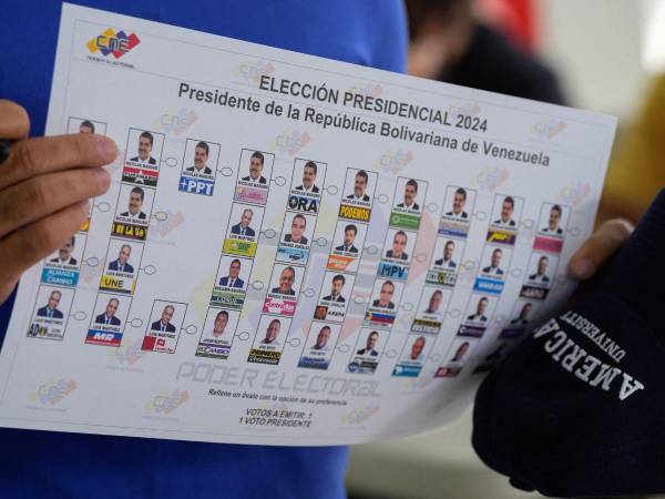 Muestra de la papeleta electoral de las elecciones de Venezuela en 2024.