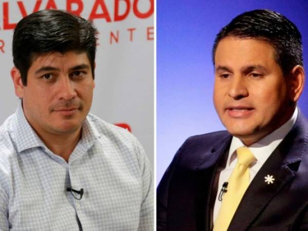 Fabricio Alvarado, un exdiputado y periodista de 43 años y su contrincante, Carlos Alvarado, un exministro de Desarrollo Social de 38 años. Foto AP