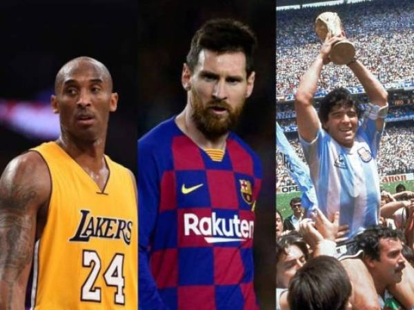 Kobe Bryant, Lionel Messi y Diego Maradona fueron los grandes protagonistas en el mundo del deporte en este 2020. Fotos: AFP y AP