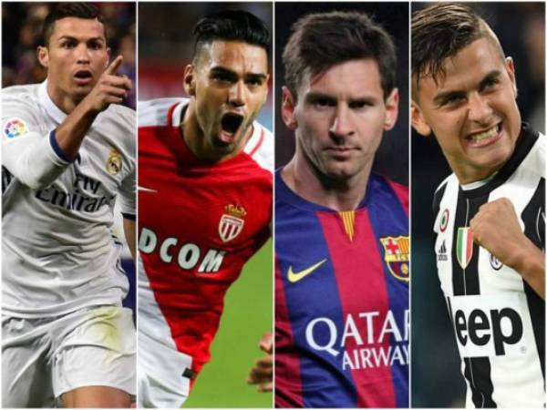 Cristiano Ronaldo. Radamel Falcao. Lionel Messi. Paulo Dybala. (Foto: Agencias)