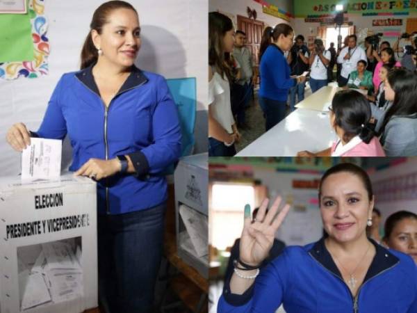 La primera dama de Honduras, Ana García de Hernández, llegó muy temprano a su centro de votación de la escuela Juan Lindo de Lempira, pero lo que sorprendió a todos fue su look tan casual. Foto: Cortesía