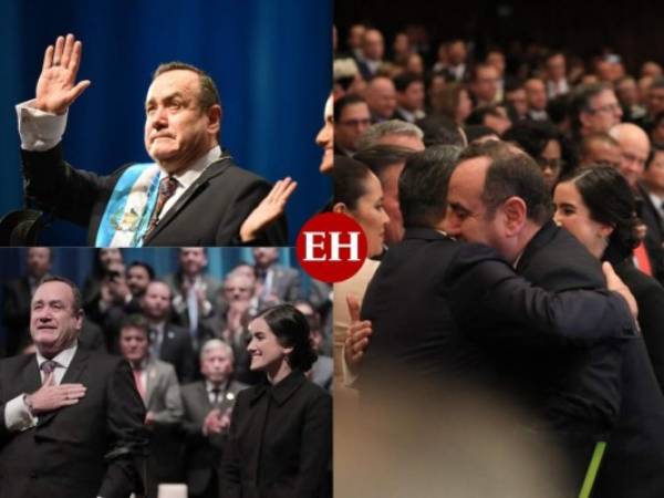 Alejandro Giammattei juramentó el martes como el nuevo presidente de Guatemala en el Teatro Nacional Miguel Ángel Asturias. El mandatario hondureño Juan Orlando Hernández asistió a la toma de posesión. Fotos AFP