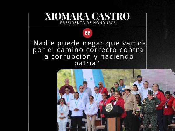 La presidenta Xiomara Castro ofreció un discurso frente a miles de sus simpatizantes en el bulevar Suyapa de Tegucigalpa. Ahí destacó algunos de sus logros y aseguró que nadie puede debatir la efectividad de su plan de gobierno tras dos años de asumir el poder. Aquí sus frases más destacadas.