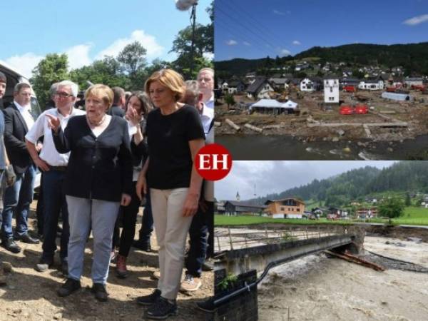 Tras las inundaciones, muertes, derrumbes y desaparecidos dejados por las fuertes lluvias en Europa, la canciller alemana Angela Merkel decidió realizar un recorrido en las zonas afectadas para tomar cartas en el asunto, pues según los expertos el desastre ocurrió por el calentamiento global.Mientras rescatistas todavía buscan entre los escombros a víctimas, otros lloran a sus familiares y se preguntan qué harán para recuperar sus hogares.Además de Alemania y Bélgica, algunas regiones del sur de Holanda también se han visto afectadas por fuertes inundaciones. Foto: AFP