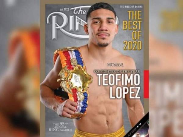 'Si bien solo tuvo una pelea en 2020, López lo hizo contar, por lo que el peso ligero de 23 años es el Co-Luchador del Año de The Ring Magazine', agrega la revista. Foto: The Ring Magazine.