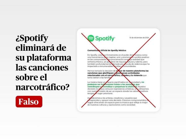 Captura de pantalla al supuesto comunicado de Spotify hecha el 25 de diciembre de 2024, adaptada a esta cartela.