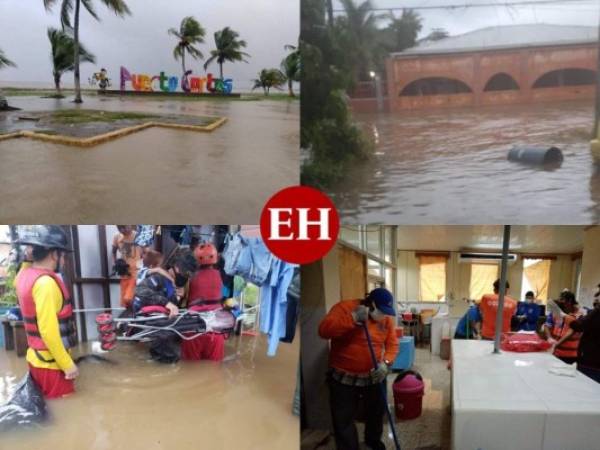 Las fuertes lluvias que azotan la zona norte del país provocaron inundaciones en Puerto Cortés, por lo que varias personas tuvieron que ser evacuadas del lugar y otras se quedaron atrapadas en carreteras, tras los desbordamientos de los ríos. El Cuerpo de Bomberos de Honduras continúa realizando trabajos para poner en resguardo a los pobladores. Fotos cortesía.