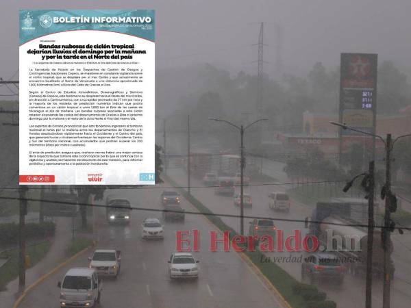 Los expertos advierten que este ciclón tropical ingresaría al territorio nacional el lunes -10 de octubre- por la mañana entre los departamentos de Olancho y El Paraíso desplazándose rápidamente hacia el occidente y el centro del país.