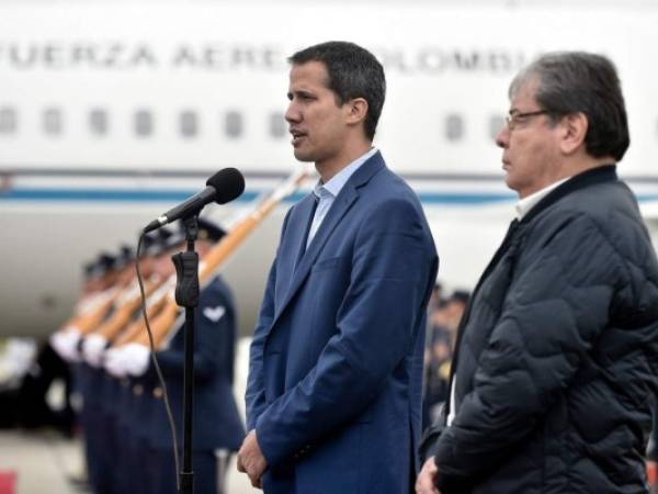 Esta foto de la oficina de prensa de la presidencia colombiana muestra al líder de la oposición venezolana Juan Guaido. Foto AFP