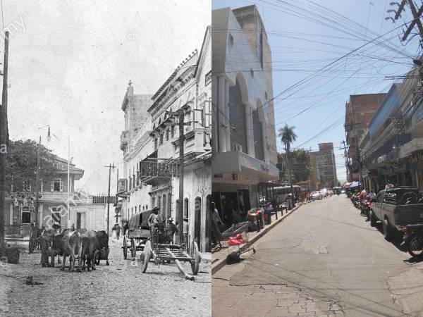 Se puede ver un antes y un después de la avenida Simón Bolívar o la calle del comercio, corría el año de 1902 en Tegucigalpa, cuando todavía se podían ver bueyes halando sus carretas cargadas de productos. En la actualidad existen centros comerciales como el Midence Soto y algunos vendedores ambulantes en las aceras.