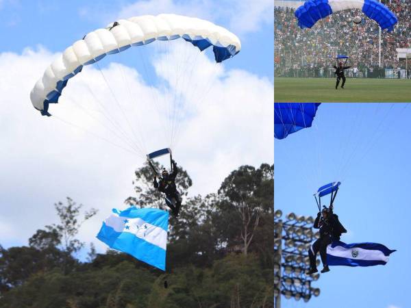 Con una destreza impresionante, los experimentados paracaidistas hondureños brindaron un show de primera a los presentes en el Estadio Nacional José de la Paz Herrera “Chelato” Uclés, demostrando la habilidad y el talento de los militares catrachos en el marco de los 202 años de independencia patria. Aquí las mejores imágenes.