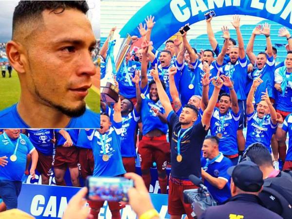 Licona no pudo contener las lágrimas al quedar campeón con Motagua.