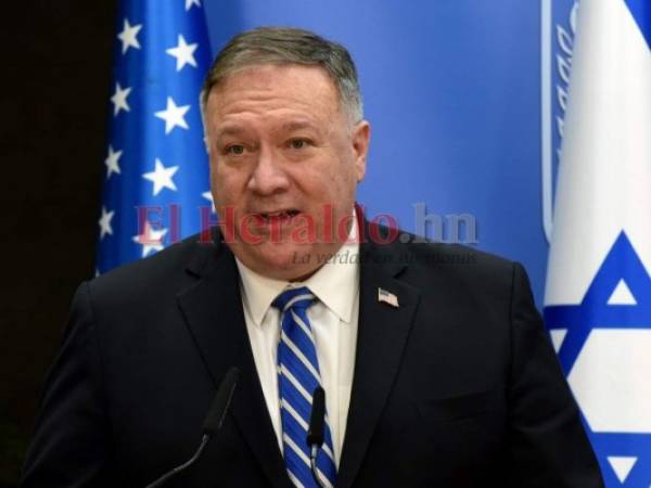 El secretario de Estado de los Estados Unidos, Mike Pompeo, habla durante una declaración conjunta a la prensa con el primer ministro israelí, Benjamin Netanyahu. Foto: Agencia AFP.