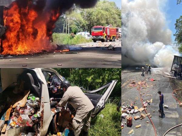 El conductor de un busito repartidor de mercancías murió, mientras que su acompañante resultó gravemente herido luego de colisionar contra una rastra que segundos después de destruir el busito se prendió en llamas. A continuación lo que se sabe del percance fatal y las imágenes que dejó en la carretera CA-13.