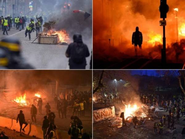 Las protestas de los 'chalecos amarillos' contra Emmanuel Macron degeneraron este sábado en enfrentamientos con la policía en París, con coches y barricadas en llamas, y en escaramuzas en varias ciudades de provincias, a pesar de casi 1,000 detenciones en toda Francia. (Fotos: AFP)