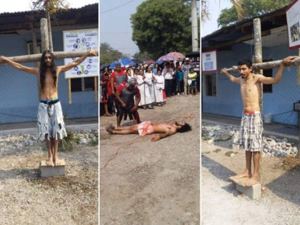 La Semana Santa también se conmemora dentro de las cárceles de Honduras. Los privados de libertad se dieron a la tarea el viernes de recrear un peculiar vía crucis en el que recordaron el dolor de Jesús al llevar la cruz a cuestas previo a su crucifixión.