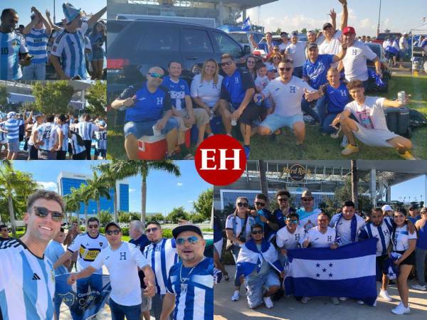 Emocionados y orgullosos de su natal lucieron varios compatriotas y argentinos en las afueras del Hard Rock Stadium de Miami, donde Honduras jugará un partido amistoso con la Selección de Argentina, quien tendrá a Lionel Messi como titular. A continuación las mejores fotos captadas por EL HERALDO previo a la gran noche.