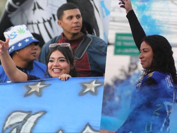 Llegan los hinchas del Motagua al estadio de Comayagua para animar a las Águilas en su enfrentamiento de la jornada 4 contra el Génesis fc en el Clausura 2024.