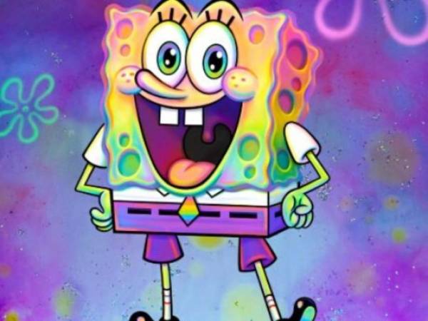 Con esta imagen de Bob Esponja con la bandera LGBTQ+ se publicó en redes sociales. Foto: Twitter/@Nickelodeon