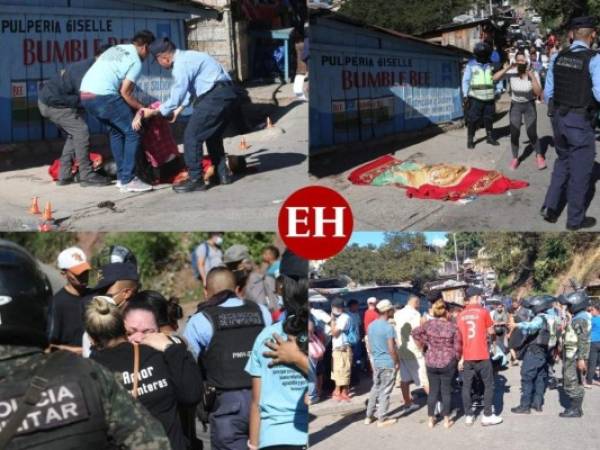 La segunda masacre de 2022 se registró la tarde de este viernes en Honduras: Tres personas fueron acribilladas a disparos en una de las calles principales de la colonia Villa Nueva, al oriente de Tegucigalpa, capital del país. Foto: Alex Pérez/EL HERALDO.