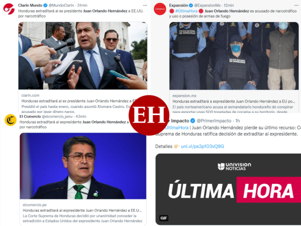 No solo se trataría del primer expresidente de Honduras en ser extraditado a Estados Unidos por presuntos vínculos con el narcotráfico, sino del primero en Latinoamérica y eso ha generado una fuerte atención mediática en el caso. Este lunes, cuando la Corte Suprema de Justicia (CSJ), denegó el recurso de apelación interpuesto por la defensa y con ello confirmó que Hernández deberá comparecer ante la justicia de EEUU, los titulares inundaron las redes sociales. Aquí te mostramos algunos de ellos.