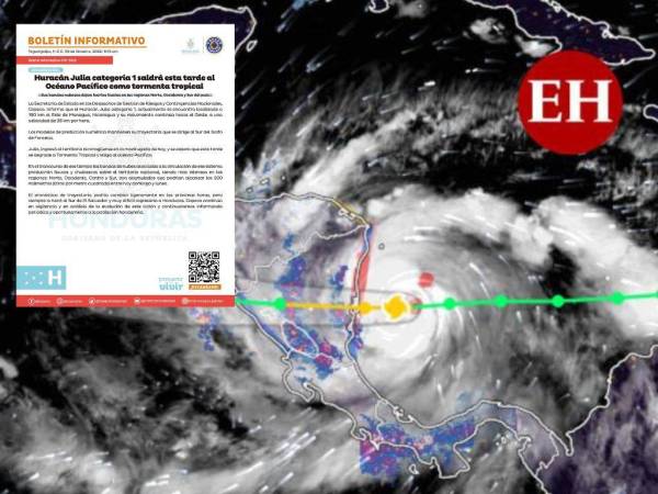 La tormenta Julia se convirtió en huracán de categoría 1 la noche del sábado. Pero se degradaría a Tormenta Tropical en las próximas horas.