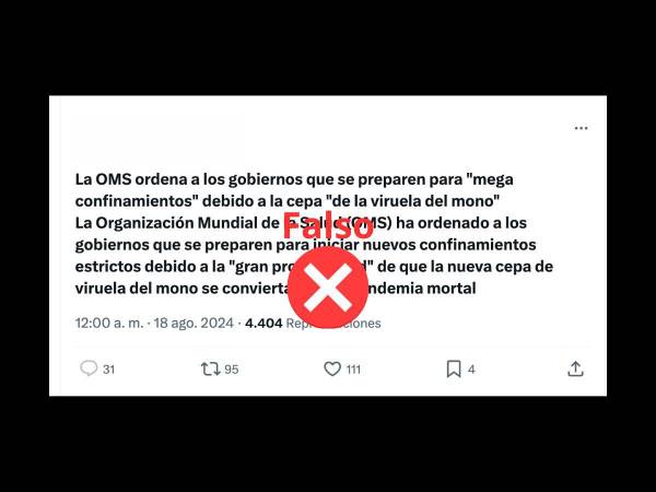 Captura de pantalla a una publicación en X/Twitter realizada el 19 de agosto de 2024.